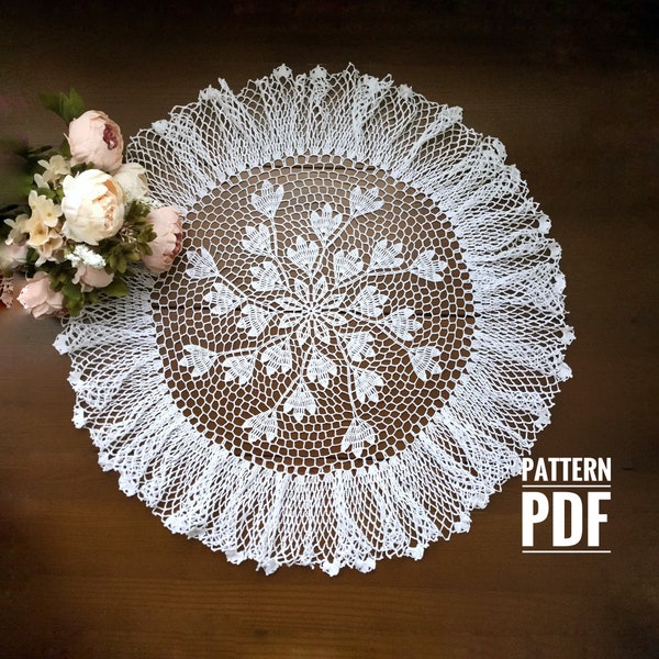 Crochet doily patterns, ruffle edge doily, instant download pdf