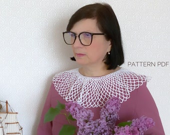 Crochet pattern for lace collar, detachable collar, vintage crochet collar pattern, PDF Digital Download