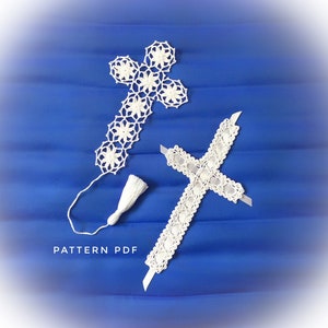 Cross bookmark crochet pattern, Bible bookmark, 2 crochet cross pattern, Bookmark lace pattern, Gift bookmark