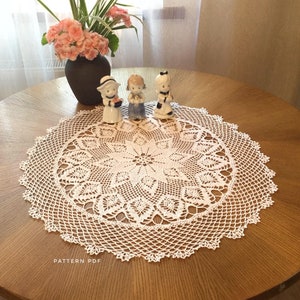Crochet Doily Pattern Large - Doily Tablecloth Pattern - Diagram Doily Only - Round Crochet Tablecloth Pattern - Filet Crochet Tablecloth
