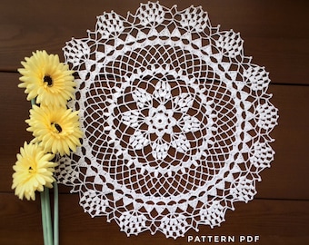 Crochet pattern for doily, PDF crochet lace doily pattern, vintage pattern thread, birthday gift home decor