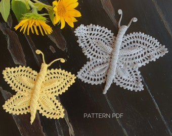 Patrón de ganchillo para mariposa - Patrón de encaje de mariposa a ganchillo - Descarga instantánea en PDF