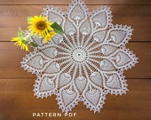Pineapple crochet doily pattern, digital instant download tutorial PDF, 1940's Pineapple Doily Pattern, how to make, heirloom pattern