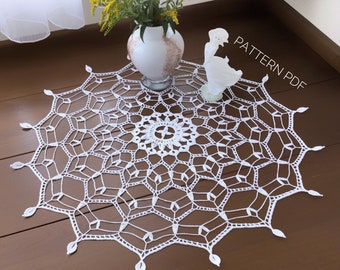 PDF doily crochet pattern, vintage design doilies, tutorial crocheting instruction handmade, lace table runner