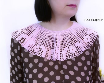 Lace collar crochet pattern, detachable collar, vintage crochet collar pattern, PDF Digital Download