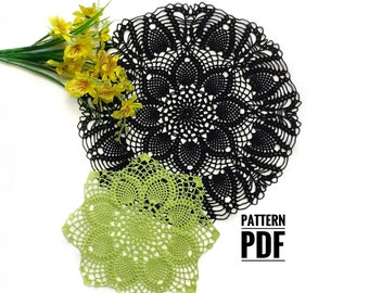 Pineapples large and small doily patterns, crochet pattern for doily, lace round doilies, Instant download