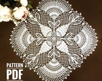 Crochet doily pattern, crochet square doily, step by step crochet tutorial PDF, easy written crochet pattern, Instant PDF Download