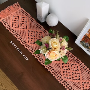 Pattern crochet for filet table runner, handmade table cloth, doilies crochet pattern, Instant download