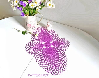 Crochet pattern, pineapple runner doily pattern, pineapple doily, table runner pattern, row by row, PDF Instant Download