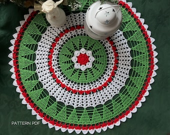 Crochet pattern for Christmas doily, crochet doily, Christmas tablecloth, Christmas patterns crochet, PDF Digital Download