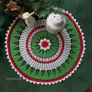 Crochet pattern for Christmas doily, crochet doily, Christmas tablecloth, Christmas patterns crochet, PDF Digital Download image 1