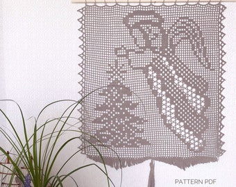 Pattern for crochet Angel, filet crochet angel pattern, Angel panel or wall hanging, PDF Instant Digital Download