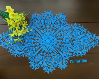 Doily crochet pattern, pineapple crochet pattern, crochet table runner pattern, vintage crochet doily, PDF digital download