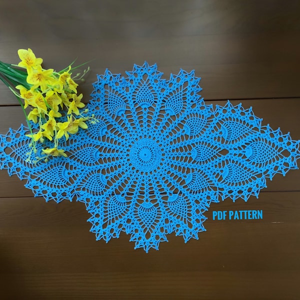 Doily crochet pattern, pineapple crochet pattern, crochet table runner pattern, vintage crochet doily, PDF digital download