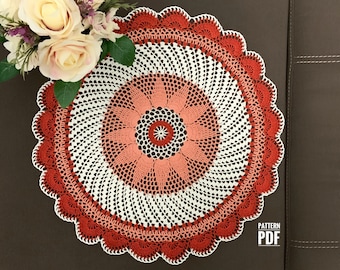 PDF crochet pattern for colourful doily, round lace doily pattern, Digital download file