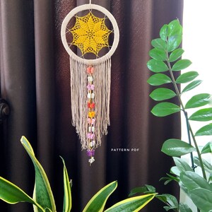 Crochet pattern dreamcatcher with butterfly, wall hanging decor, doilies pattern, PDF Instant Download