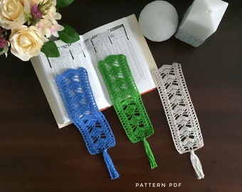 Crochet pattern for bookmark with tassel, crochet bookmark pattern, PDF digital download