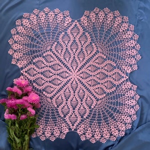 Patrón de crochet para tapete cuadrado - Diagrama de patrones de tapetes de crochet - Tapete de encaje de piña - Descarga instantánea en PDF