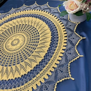 Round Crochet Table Cloth Pattern - Crochet Doily Pattern - Crochet Table Centre - Doily Pattern Written - 33 inches- PDF Instant Download