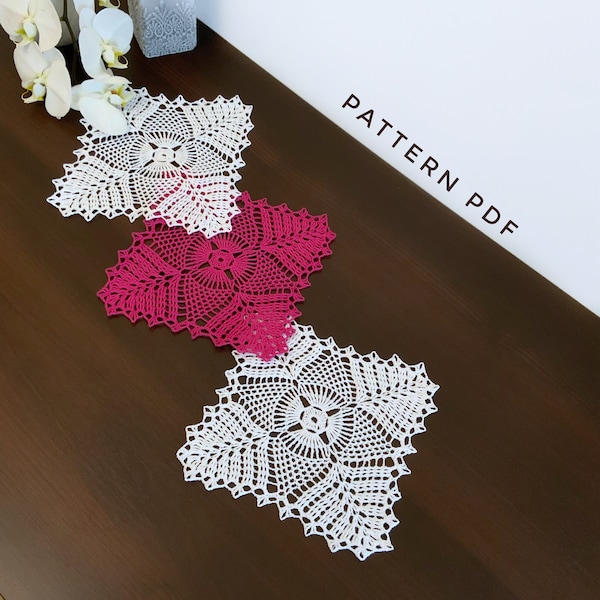 Crochet pattern for square small doily, doilies crochet pattern, crochet square pineapple doily, PDF Digital Download