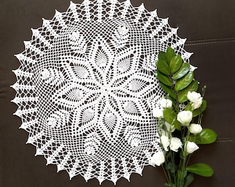 Crochet Pattern for Large Round Pineapple Tablecloths- Crochet Round Table Cloth Pattern - Only Diagram Doilies Pattern - Instant Download