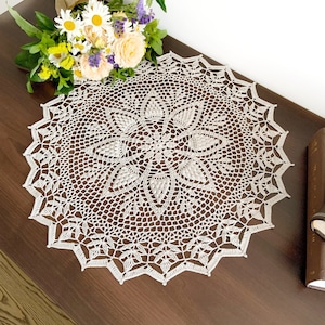 Lace crochet doily pattern, Pineapple lace doily, Diagram doilies, Round doily table center, PDF Instant Digital Download