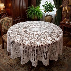 Crochet Round Table Cloth Pattern -Crochet Pattern for Large Round Pineapple Tablecloths -Only Diagram Doilies Pattern- Instant Download