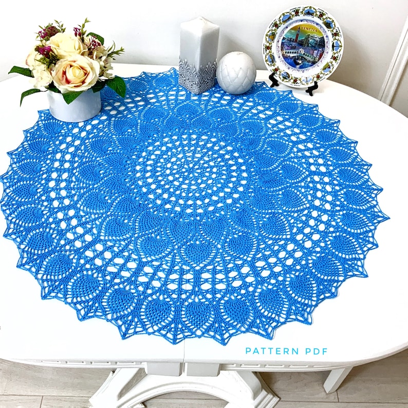 Crochet pattern for large pineapple table center, pineapple doily crochet patterns, PDF crochet pattern, instant download image 1