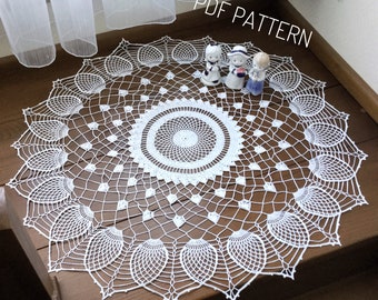 Pineapple Doily Crochet Pattern - Crochet Pineapple Tablecloth Pattern - Digital Instant Download PDF