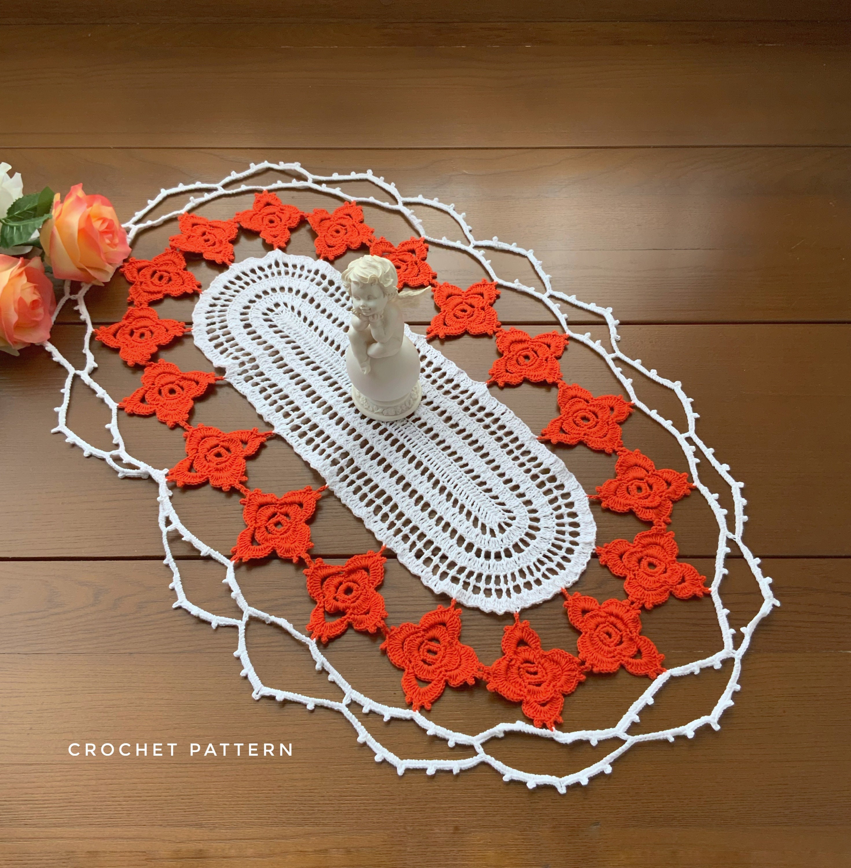 Crochet Pattern for Oval Crochet Doily Flowers Doily Pattern Etsy