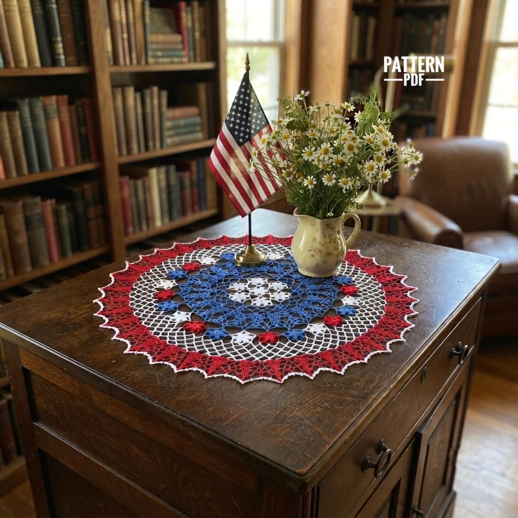30 American Flag Crochet Patterns to Show Your Patriotic Style 29 American Flag Doily Crochet Pattern