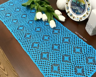 Rectangular crochet table runner pattern, doily crochet pattern, Vintage crochet patterns for the home, Instant Download