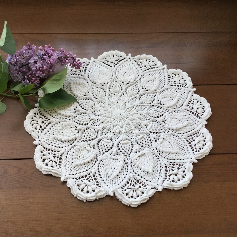 White Round Crocheted Doilies Textured Crochet Lace Doily 831