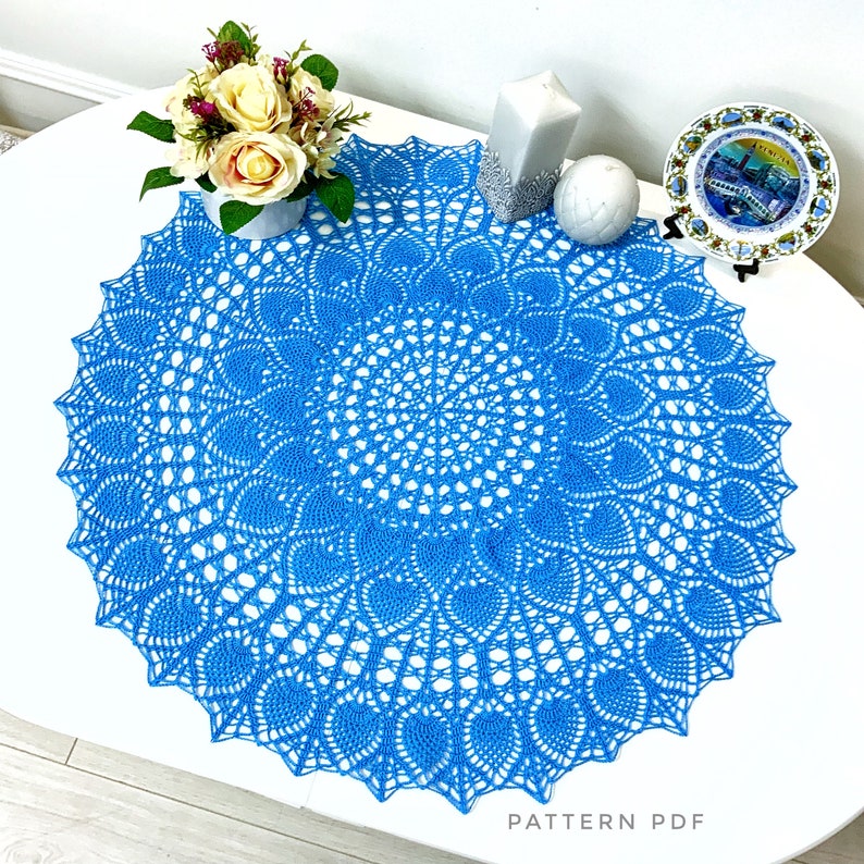 Crochet pattern for large pineapple table center, pineapple doily crochet patterns, PDF crochet pattern, instant download image 2