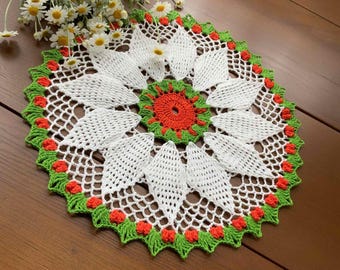 Crochet pattern for Halloween pumpkin doily, crochet doily pattern vintage, PDF Instant Download