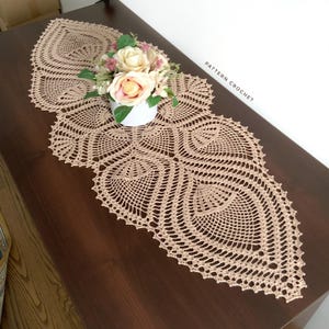 Crochet Oval Pineapple Table Runner Pattern - Only Crochet Diagram for Pineapple Doily Runner Scarf -Crochet Pattern Lace Tablecloth
