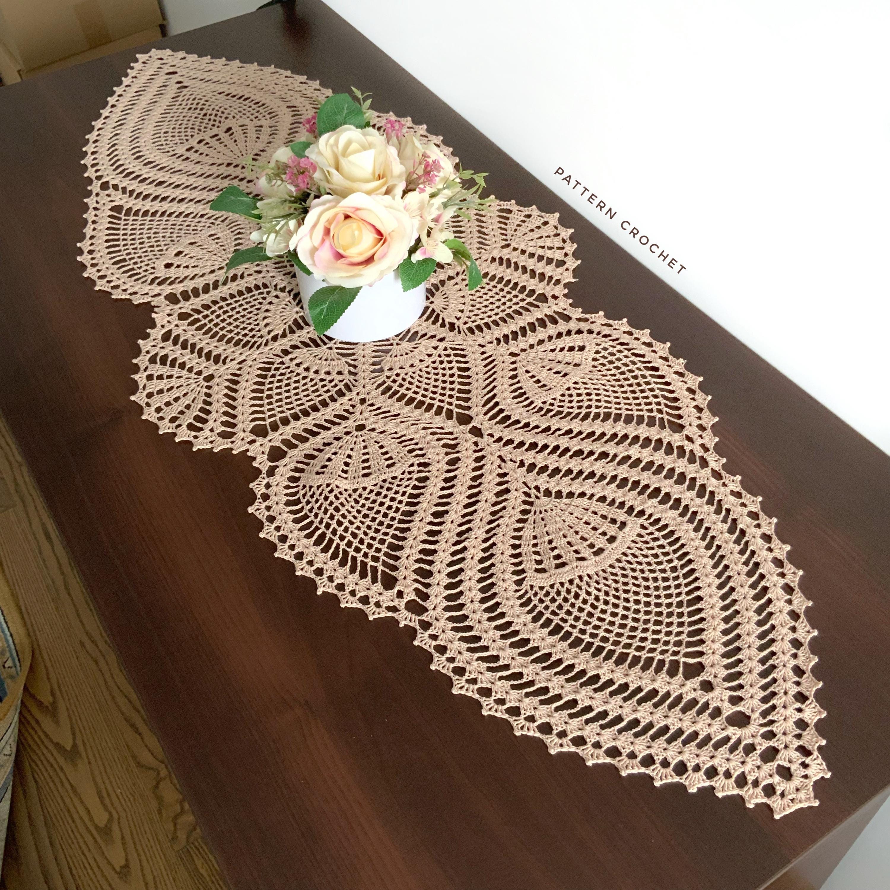 Crochet Oval Pineapple Table Runner Pattern - Only Crochet Diagram for Pineapple Doily Runner Scarf -Crochet Pattern Lace Tablecloth