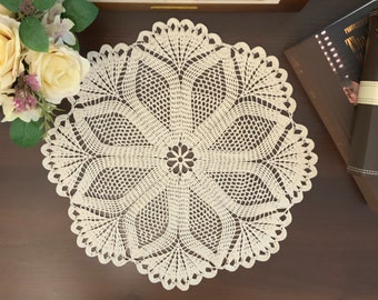 Fan doily crochet pattern, Crochet lace round doily 17 inches across, PDF Instant Download