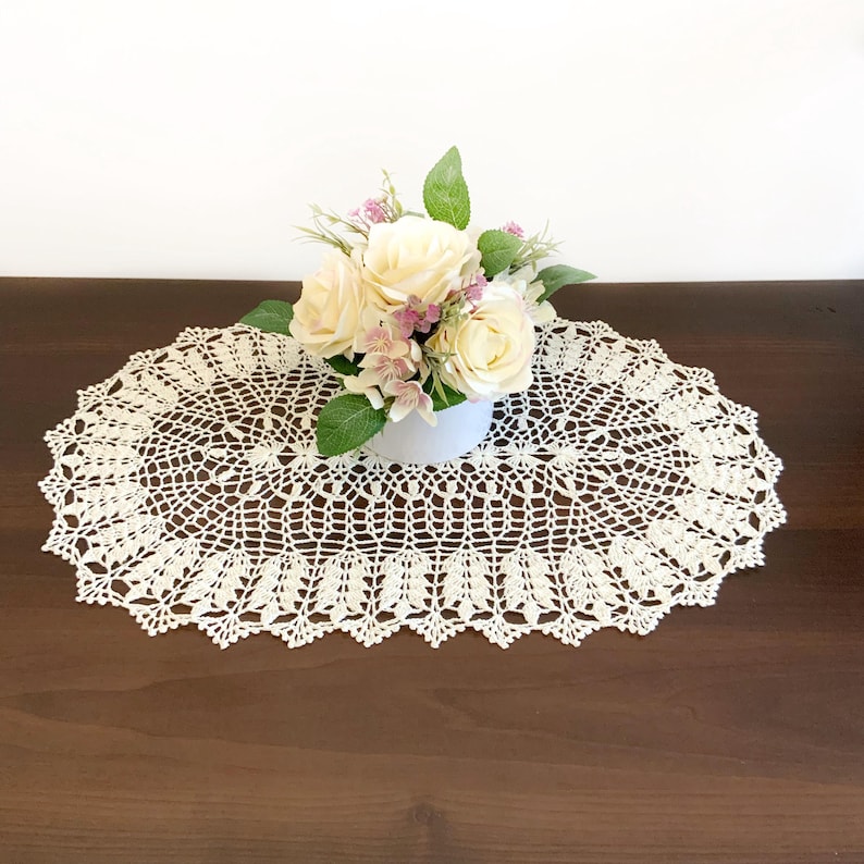 Crochet Pattern Oval Tablecloth, Crochet Doily Table Runner Pattern