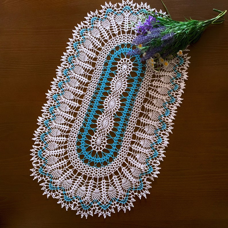 Crochet Pattern for Oval Pineapple Doily Vintage Table Etsy