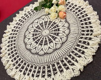 Crochet Pattern for Table Cloth - Round Doily Crochet Patterns - Crochet Table Centerpieces - Large Doilies Patterns - PDF Instant Download