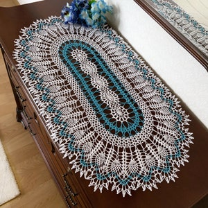 Crochet pattern for oval pineapple doily, vintage table runner, PDF Digital Download image 10