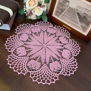 Tulip Doily Crochet Pattern - Crocheted Flower Doily Patterns - Only Diagram Doilies Pattern - PDF Instant Download