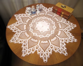 Crochet Doily Pattern Diagram Only - Large Crochet Round Table Cloth - Pineapple Doily - Christmas Doilies Crochet Pattern-Instant Download