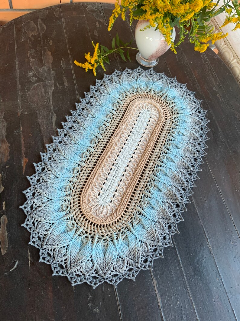 Large oval crochet doily crochet table runners 30 inch long Etsy