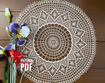 Crochet pattern for large doily, vintage crochet doily, row by row, PDF Instant Download