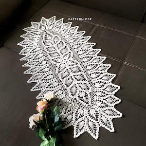 Large Pineapple Oval Doily Pattern- Oval Doilies Crochet Pattern - Pineapple Doily Patterns - Doily Table Runner Patterns - Doilies PDF