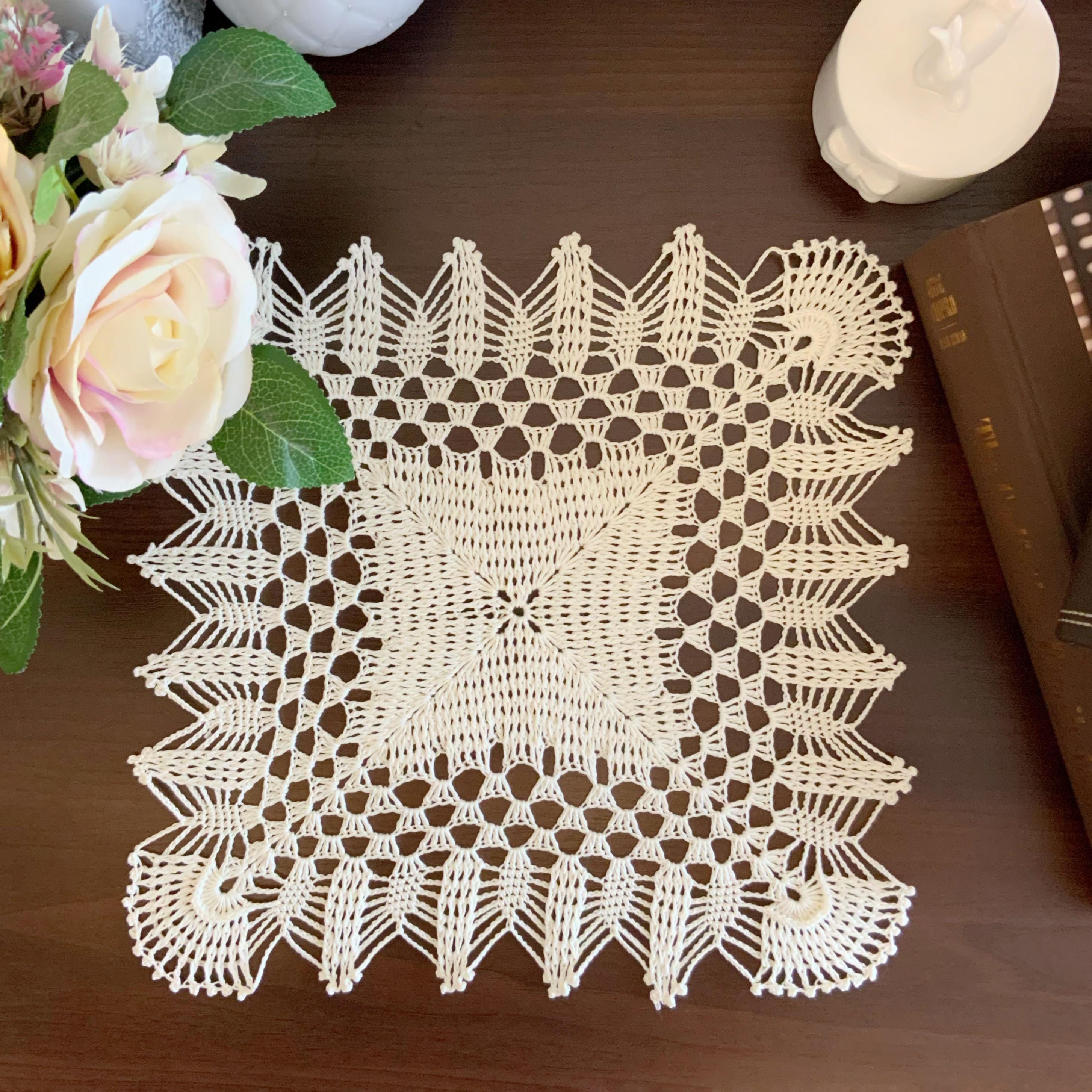Crochet Pattern Square Doily, Rectangle Crochet Doily Pattern, Easy ...
