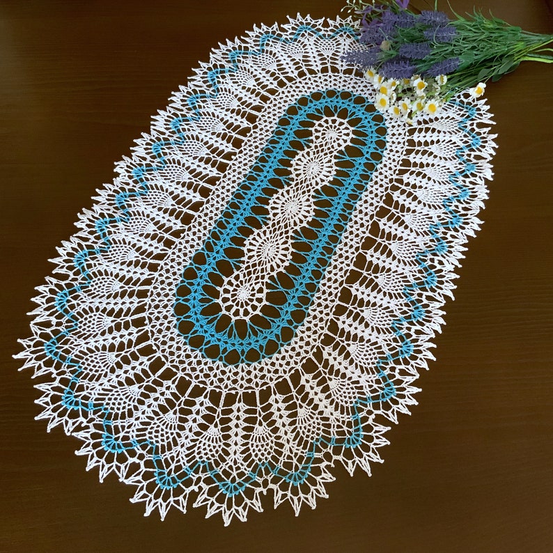 Crochet pattern for oval pineapple doily, vintage table runner, PDF Digital Download image 8