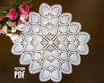 Crochet pattern for pineapple tablecloth, Pineapple square centerpiece pattern, Large crochet lace doily, Instant Download PDF